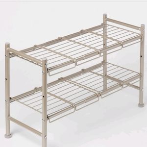 target brightroom under sink expandable brushed nickel 2 tier shelf